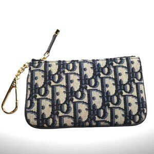 DiorTravel Myrte Zipped Key Case Blue Dior Oblique Jacquard - w/ Box + Dust Bag